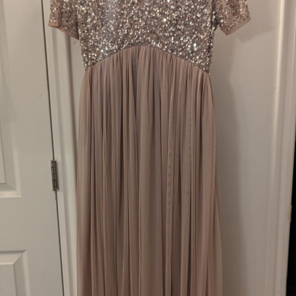 ASOS Maternity Sequin Top Maxi Dress in Gold and Tan - Picture 11 of 11